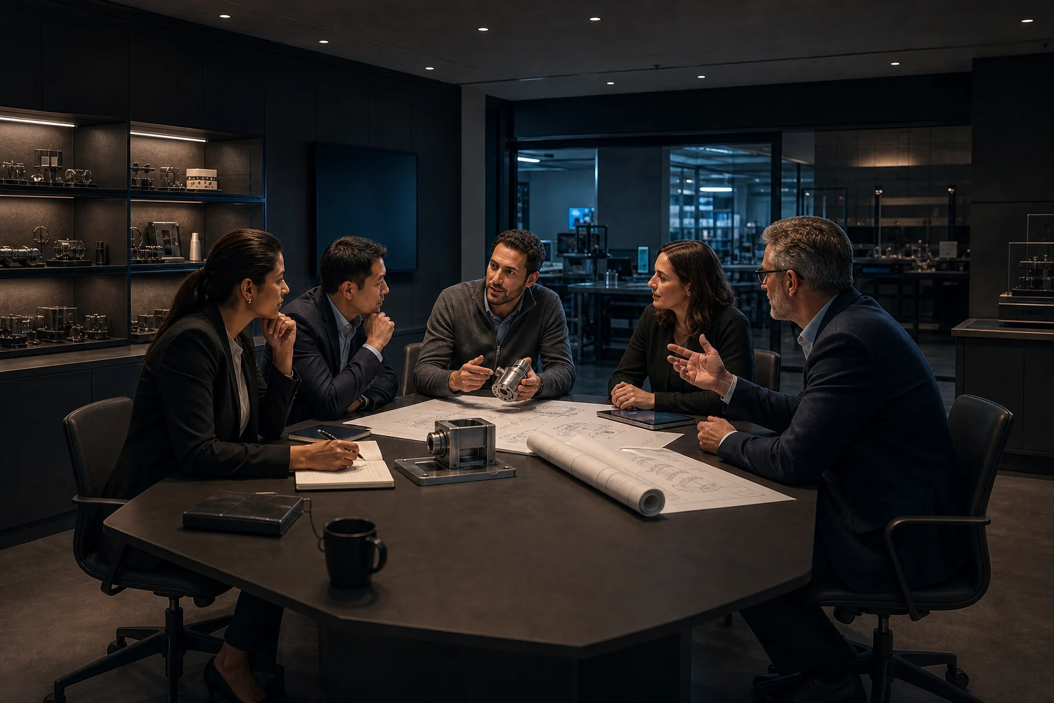 Client and technical delivery leads holding a focused enterprise discovery conversation