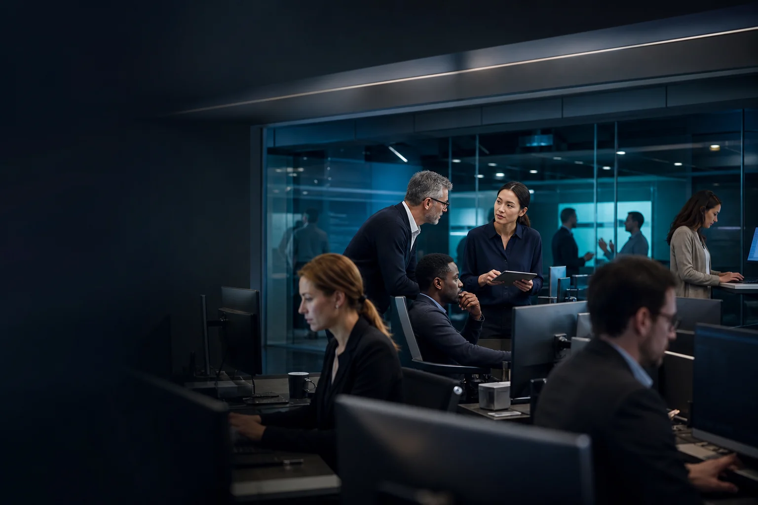Managed Services specialists coordinating controlled enterprise workflows