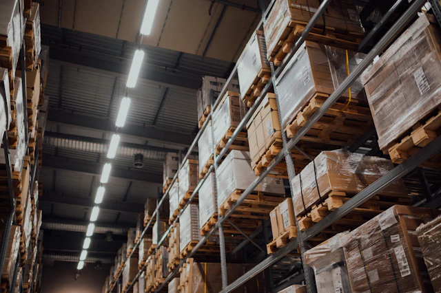 Organised warehouse shelving and inventory