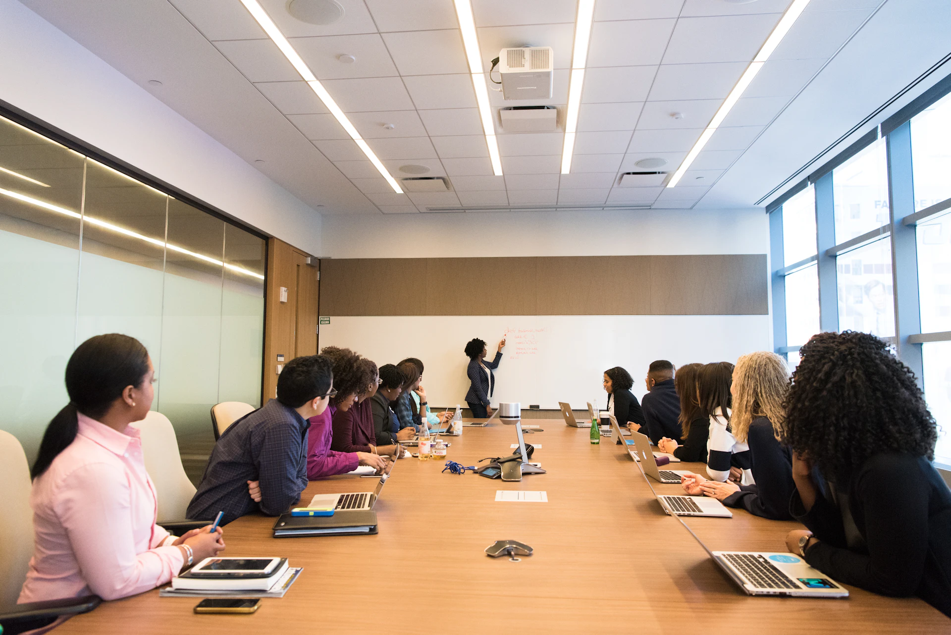 Colleagues listening during a team meeting