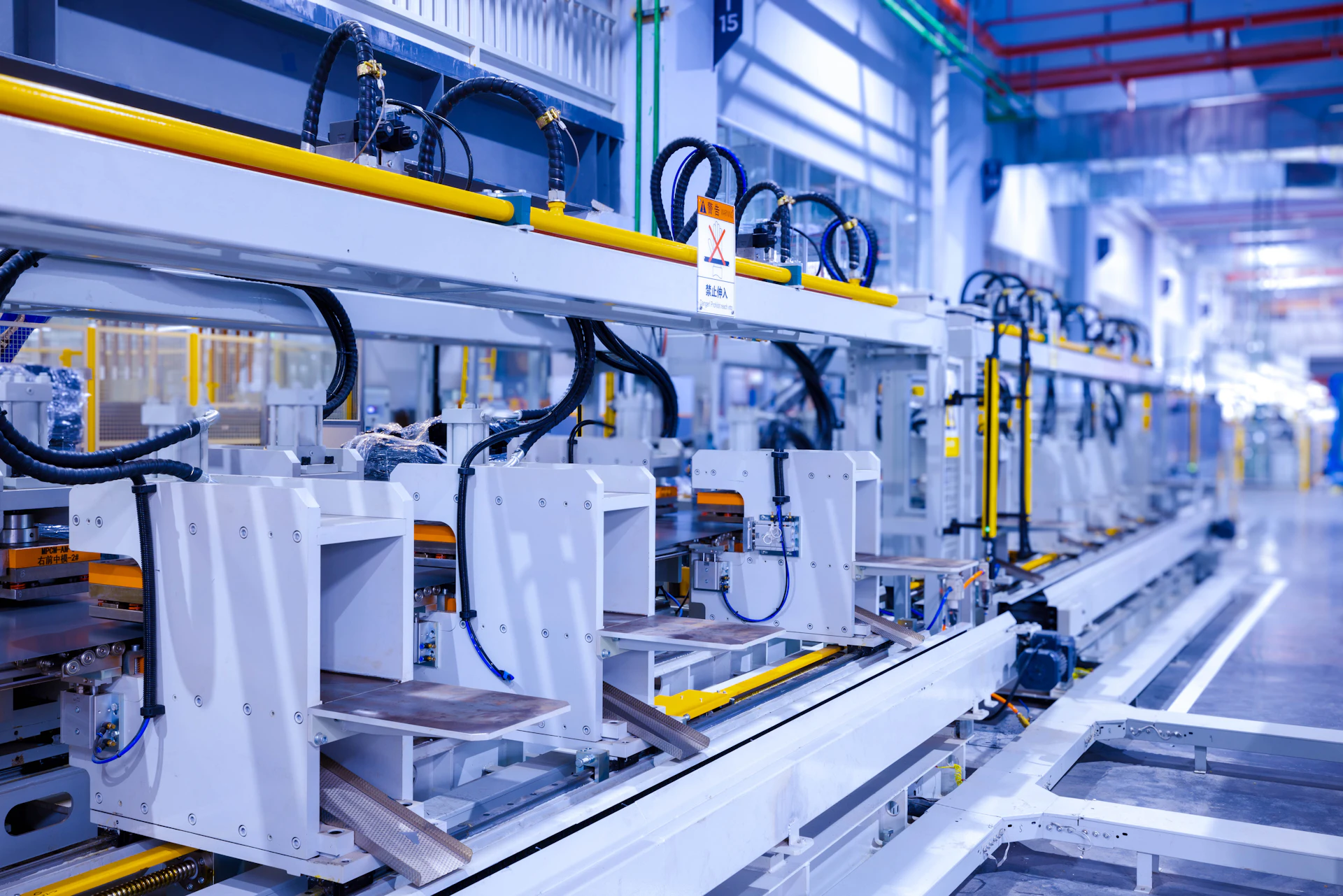 Connected stages of an industrial production line