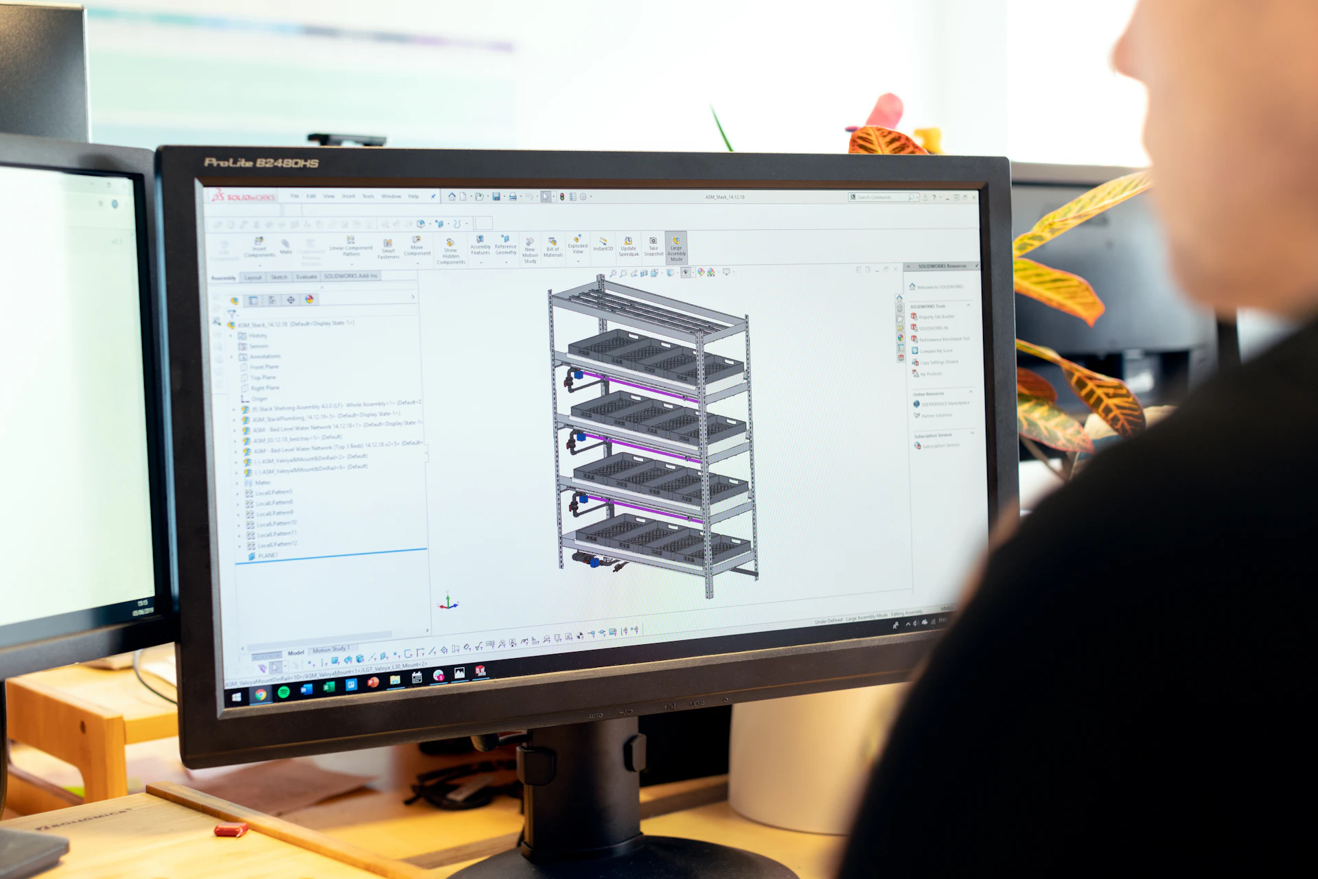 Design engineer working on a detailed equipment model